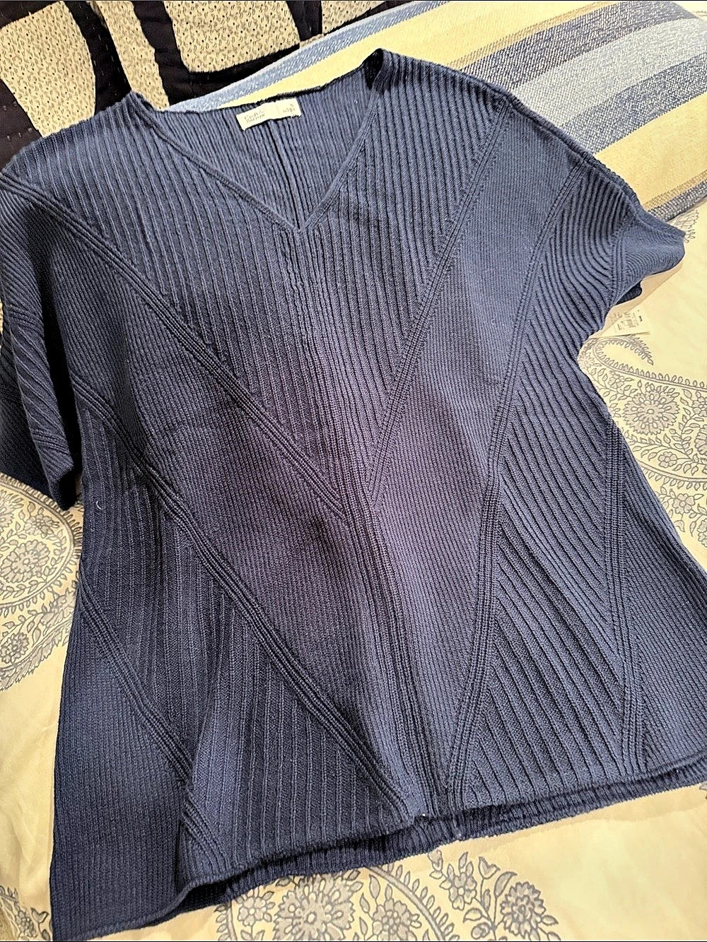 COS Textured Short Sleeve Top in Blue Like New